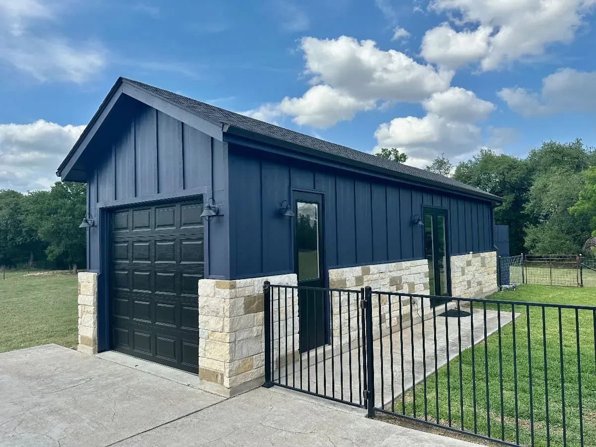 Navy Board & Batten Garage