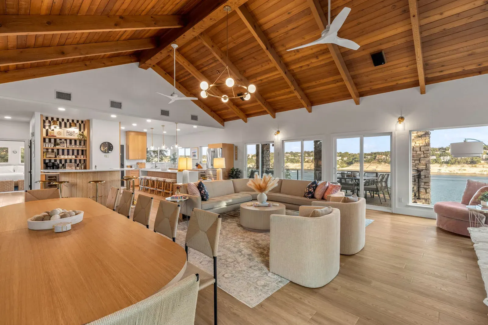 Vaulted Wood Open Living
